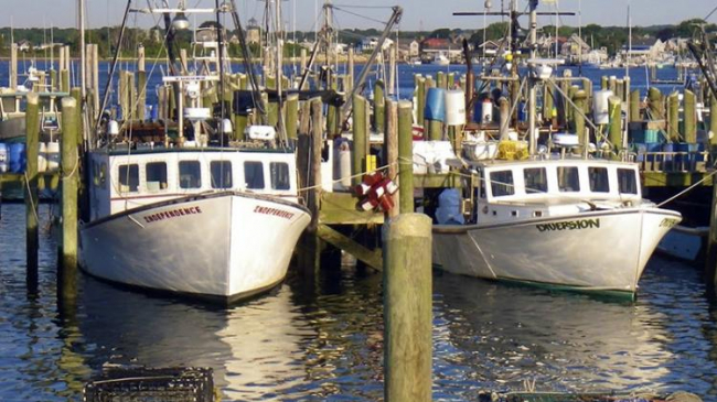 Fishing vessels docked in Rhode Island.