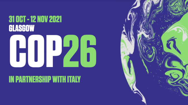 Official graphic for the UN Climate Summit, COP26 in Glasgow.