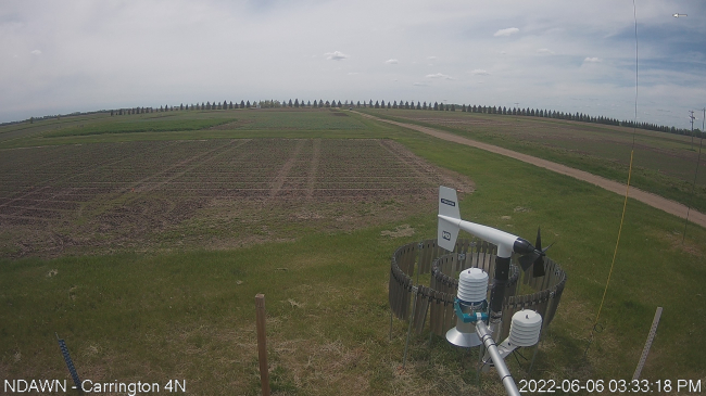 North Dakota Agricultural Weather Network (NDAWN) Carrington Station in an open field.