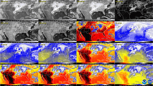 GOES-18 image of the ABI’s 16 channels