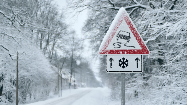 Dangerous, snowy road conditions.