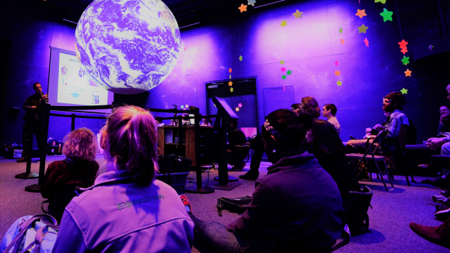 Using NOAA’s Science on a Sphere, students at the Wild Center’s Youth Climate Summit see climate science datasets and impacts happening around the world