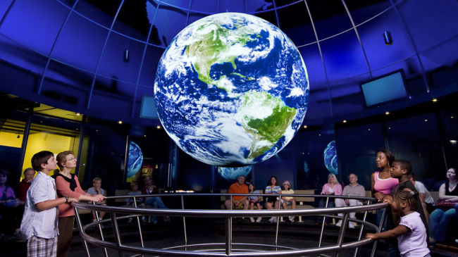 Earth Revealed on NOAA's Science On a Sphere at the Museum of Science and Industry in Chicago.