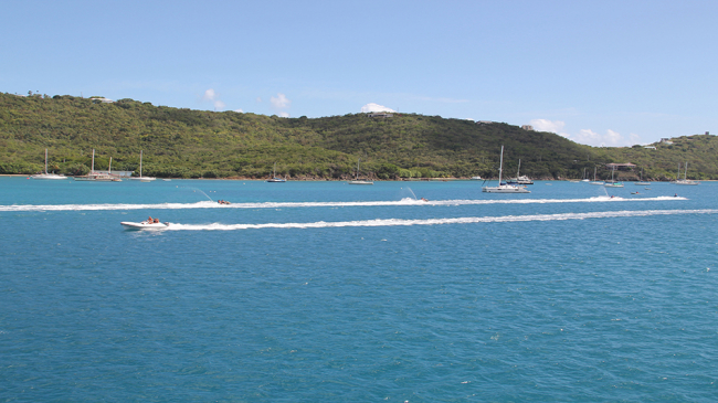A day of recreational boating in the waters off of St. Thomas.