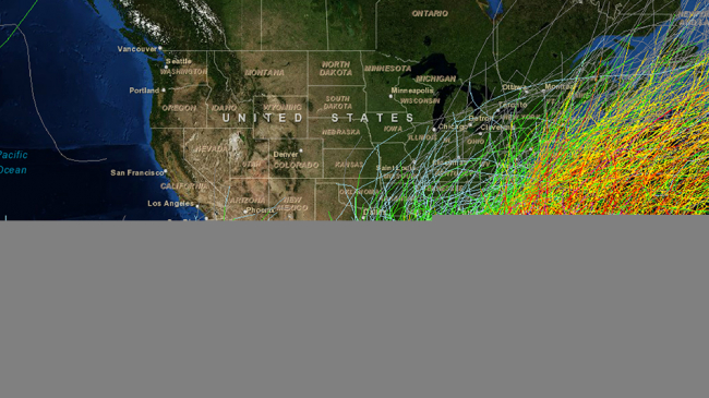 Historical Hurricane Tracks: View the paths taken by hurricanes over the past 150 years.