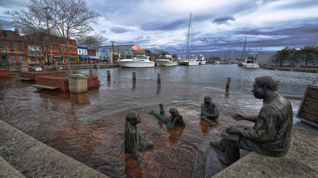 Downtown Annapolis, Maryland, pictured here in 2012, is one of three major East Coast urban areas already being faced with nuisance flooding in excess of 30 days per year.