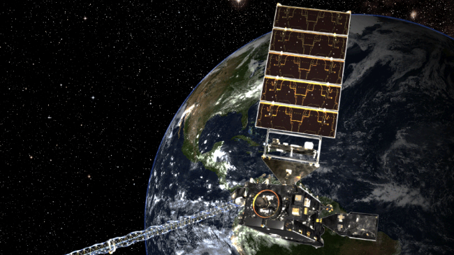 An artist's rendering of NOAA's GOES-S satellite.