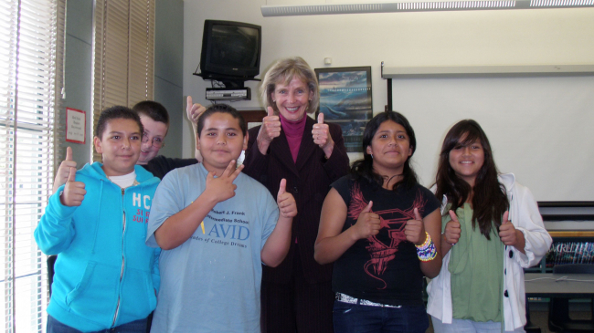 Congresswoman Lois Capps with students from an Ocean Guardian School in Carpinteria, California.