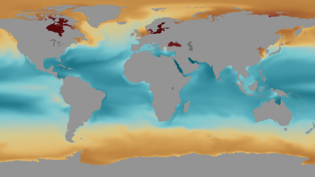 A screenshot of a map for the new Data in the Classroom ocean and coastal acidification module. 