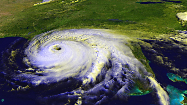 NOAA’s GOES-12 satellite captured this image of Hurricane Ivan just before landfall along the northern Gulf of Mexico coast on Sept. 16, 2004