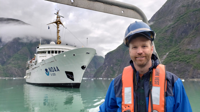 NOAA Teacher at Sea Eric Koser aboard the NOAA Ship Rainier in 2018