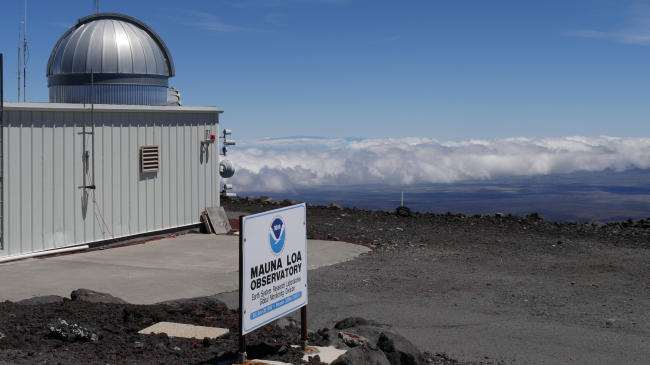 Atmospheric carbon dioxide measured at NOAA’s Mauna Loa Atmospheric Baseline Observatory peaked for 2021 in May at a monthly average of 419 parts per million (ppm), the highest level since accurate measurements began 63 years ago, according to scientists from NOAA and Scripps Institution of Oceanography at the University of California San Diego. (2019 photo of observatory grounds, Big Island, Hawaii.)