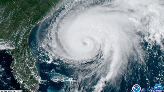 Hurricane Humberto as seen from NOAA’s GOES-East satellite on Sept. 15, 2019.
