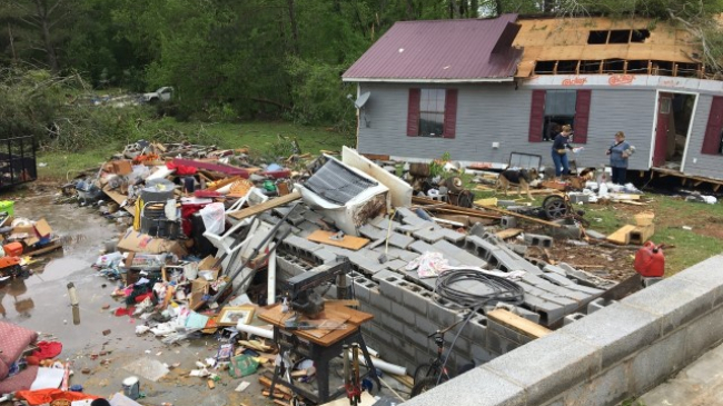 NOAA meteorologists took this photo of a home in Oneanota, Alabama, that was destroyed by a deadly tornado outbreak that tore across the U.S. South and Southeast on April 12-13, 2020. It was the deadliest outbreak since 2014 and one of several in April 2020.