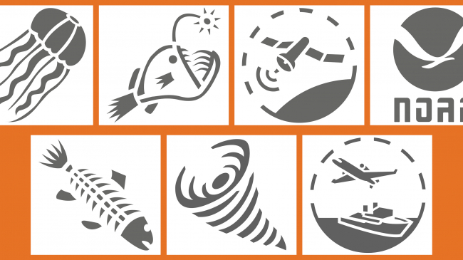 Collage of NOAA Education pumpkin carving templates.