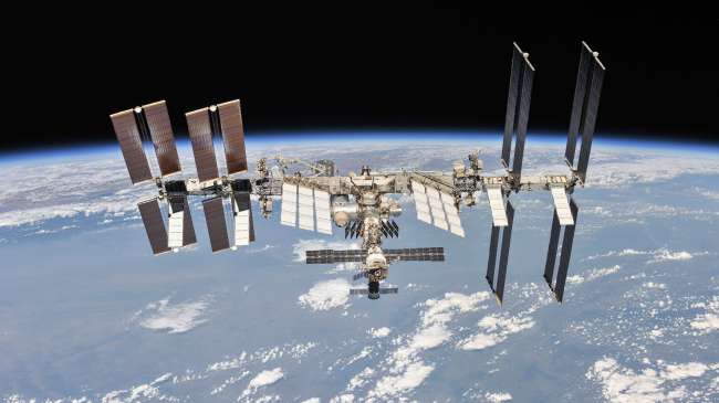 This undated photo shows the International Space Station in low-Earth orbit. 