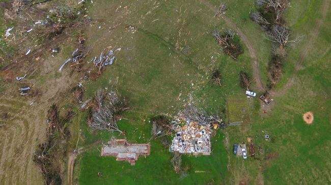 NOAA researchers used uncrewed aircraft to capture aerial images and video of damage following two tornado outbreaks in Alabama and Mississippi in March 2021. Researchers hope this new approach to damage assessment can improve our understanding of tornadoes and lead to better forecasts.