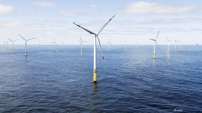 Ørsted's Gode Wind turbines in a wind energy farm off the coast of Germany.