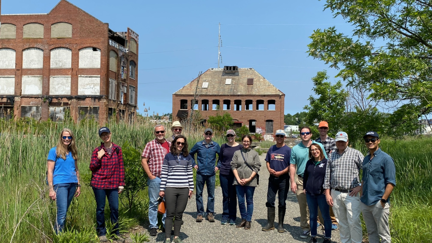  Greenroots staff led a tour of the Forbes brownfield, a 17.7 acres waterfront site in Chelsea. The area was previously the home to several industrial uses, including an old printing factory.