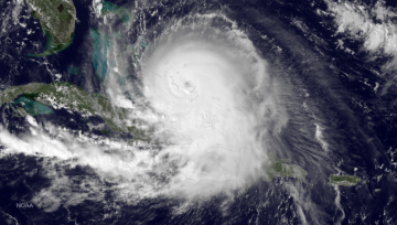 Category 4 Hurricane Joaquin in the Bahamas as seen by the GOES East satellite at 1900Z on October 1, 2015.  