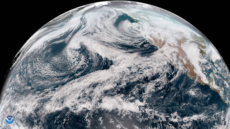 GOES-17 GeoColor view of the Northern Hemisphere, Feb. 9, 2019.