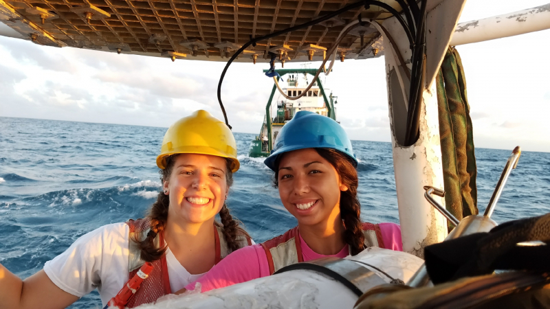 NOAA Hollings Scholars Michaela Lawrence and Cheyenne Maio-Silva, working at the University of South Florida College of Marine Sciences as part of a partnership with NOAA, IOOS and SECOORA. Their internships were focused on the 2017 Coastal Ocean Monitoring and Prediction System (COMPS) Mooring Cruise, involving setup, deployment, and analysis of in-situ oceanography instruments. They were part of the field operations team and also got their American Academy of Underwater Sciences (AAUS) scientific dive