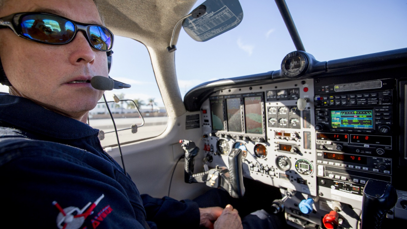 Pilot and UC Davis project scientist Stephen Conley begins takeoff from Van Nuys Airport Friday, Jan. 8, 2016. Conley, flying in a pollution-detecting airplane, provided the first estimates of methane emissions spewing from the Aliso Canyon Natural Gas Storage Facility leak in Southern California.