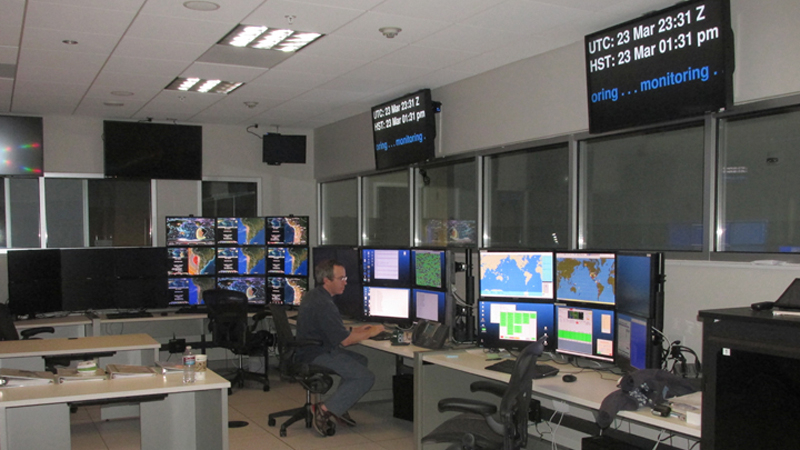 Scientists at the tsunami warning centers monitor for tsunamis and the earthquakes that cause them.