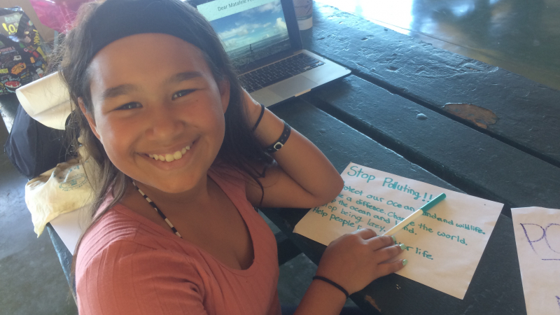Kohala Middle School student participates in Malama Kai Foundation’s Ocean Warriors project in Hawaii as part of a 2017 NOAA-21st CCLC Watershed STEM Education Partnership Grant (Malama Kai Foundation, 2017).