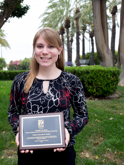 National Weather Service meteorologist Jennifer Saari received the Public Education Award from the National Weather Association in 2017 for her work with the Deaf and hard of hearing community.