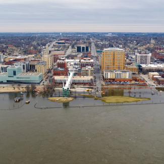 Image of flooding in downtown Davenport, Iowa - 2019