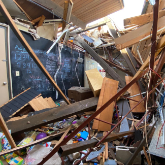  One of the many evacuated classrooms in Crosspoint Daycare during January 2023 tornado in Selma, Alabama.
