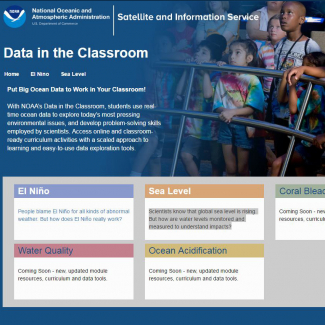 A screenshot of NOAA's Data in the Classroom website.