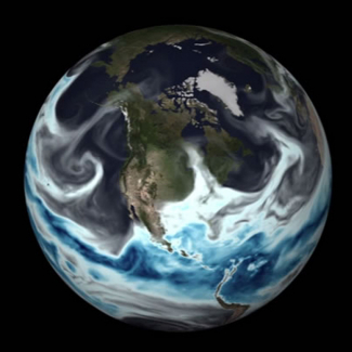 Published on May 11, 2016
NOAA's Global Forecast System model visualized on NOAA’s Science on a Sphere. Gray, blue and white colors depict moisture in the atmosphere on May 11, 2016, over North America. 