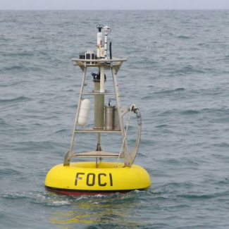Buoys, such as this one in the Bering Sea, provided critical data for the NOAA Ecosystem and Fisheries-Oceanography Coordinated Investigations (EcoFOCI) studies. This mooring provides year-round, long-term collection of velocity, temperature, salinity, zooplankton abundance, and other parameters, and has been maintained since 1995.