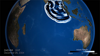 Animation of how the 2004 tsunami moved around the world.