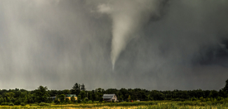 Tornadoes seen over Minnesota farmland, August 24, 2014.